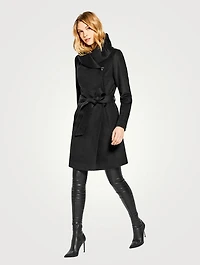 Alpaca Wool Midi Hooded Wrap Coat