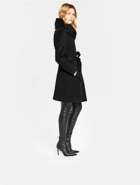 Alpaca Wool Midi Hooded Wrap Coat