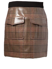 Glazed Wool Mini Skirt Prince Of Wales