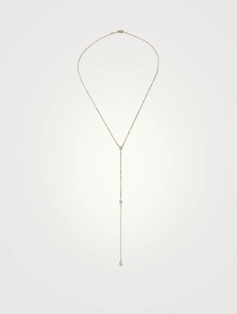 18K Gold Lariat Necklace With Diamonds