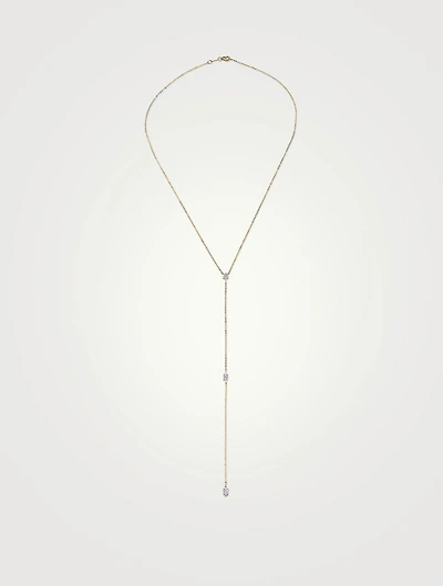 18K Gold Lariat Necklace With Diamonds