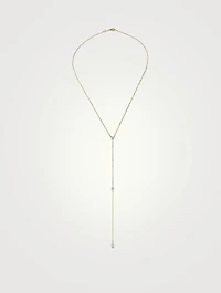 18K Gold Lariat Necklace With Diamonds