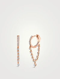 18K Rose Gold Sienna Huggie Hoop Earrings With Diamonds