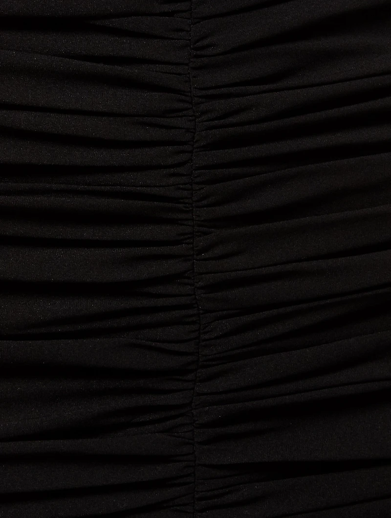 Ruched Midi Dress With Lace Trim