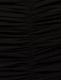 Ruched Midi Dress With Lace Trim
