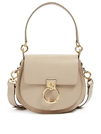 Medium Tess Leather And Suede Saddle Bag