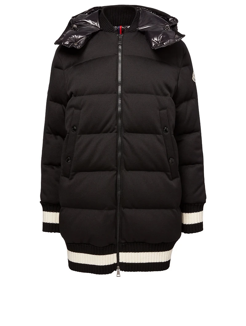 Harfang Down Puffer Coat With Varsity Stripe