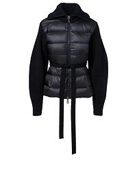 Voluminous Down Coat With Knit Base