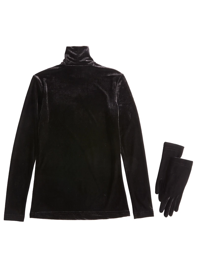 Turtleneck Sweater With Velvet Gloves
