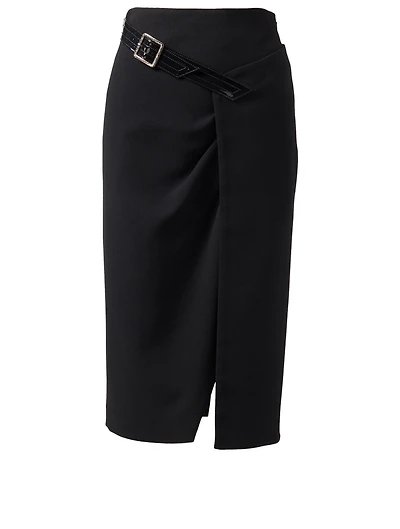 Wool Pencil Skirt With Belt