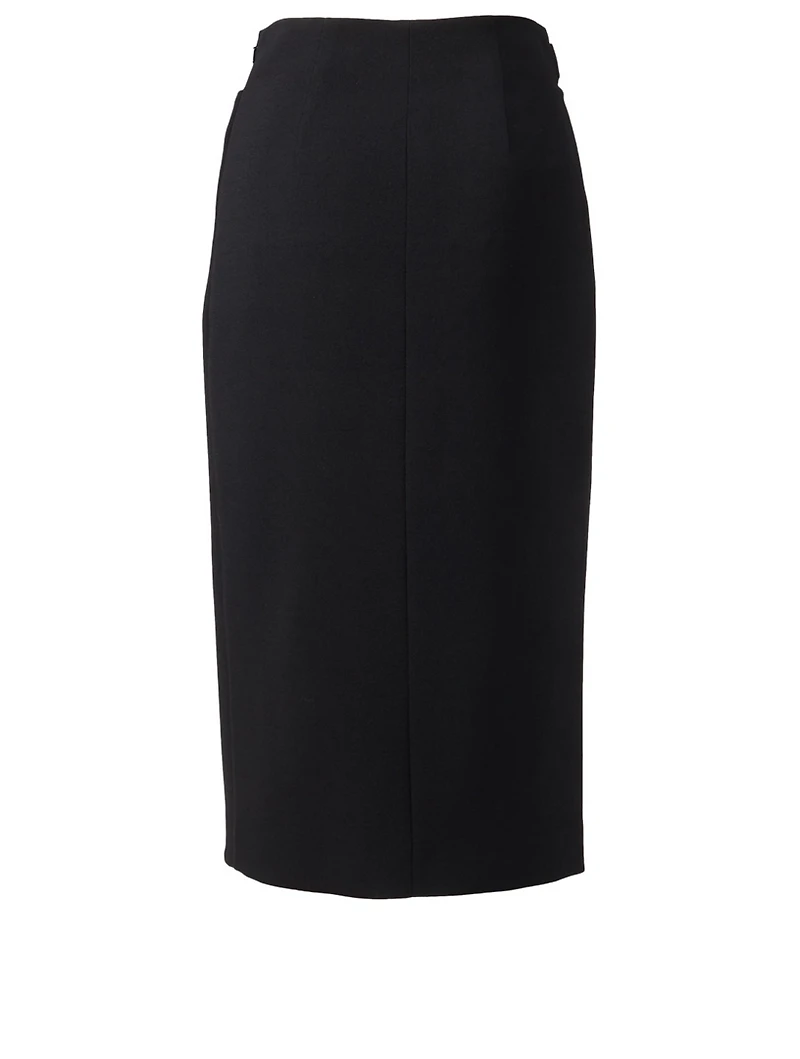 Wool Pencil Skirt With Belt