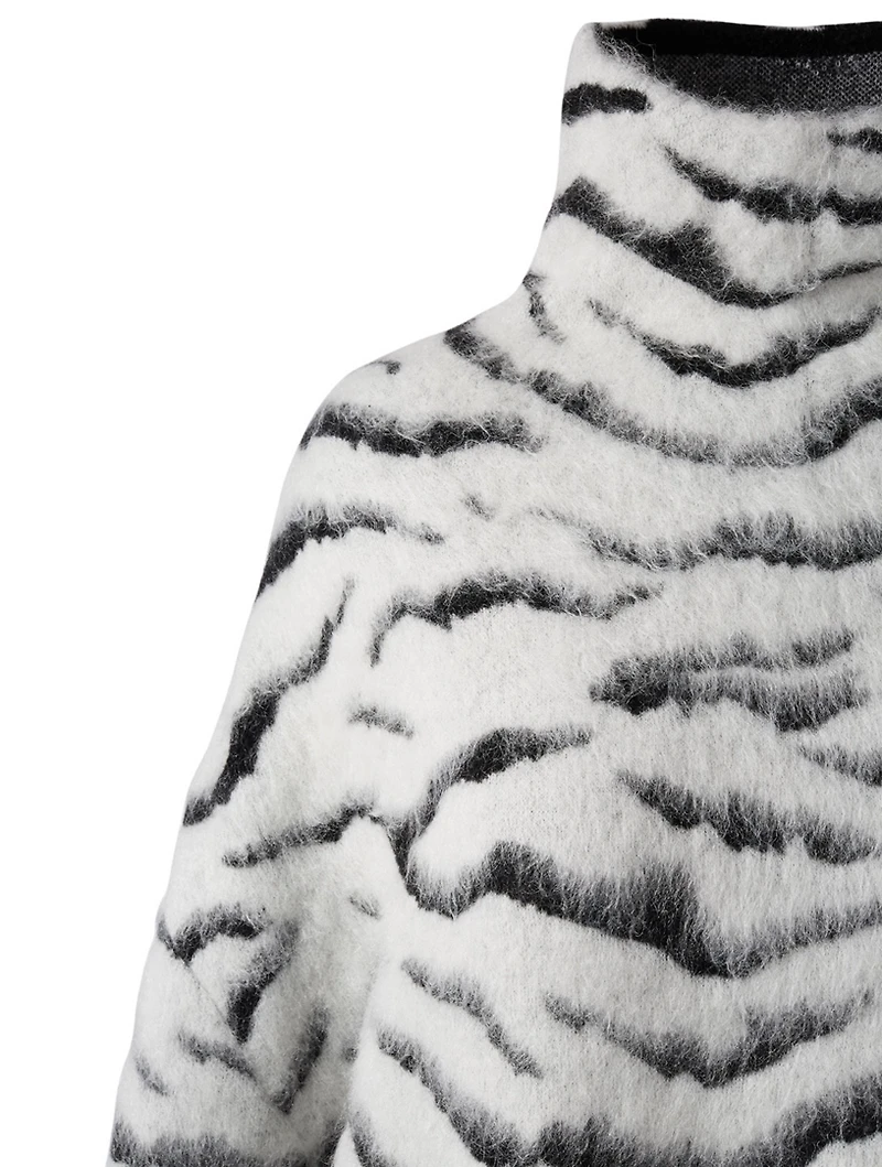 Oversized Zebra Jacquard Sweater
