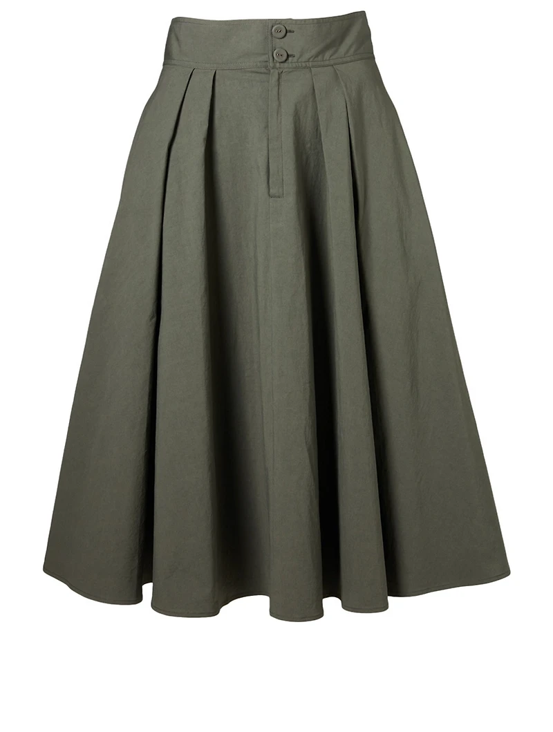 Sporty Poplin Cotton Midi Skirt