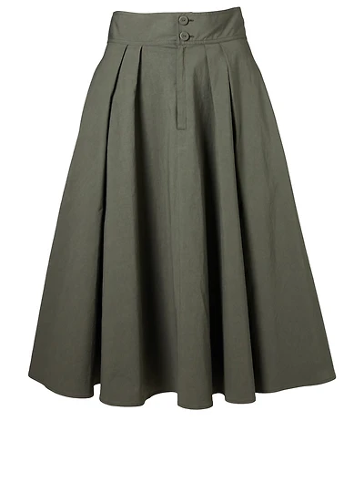 Sporty Poplin Cotton Midi Skirt