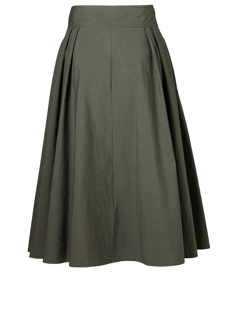 Sporty Poplin Cotton Midi Skirt