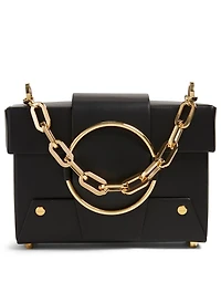 Asher Box Chain Top Handle Leather Crossbody Bag