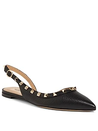 Rockstud Leather Slingback Flats