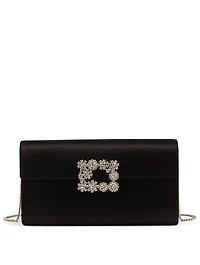 Flower Buckle Silk Satin Envelope Clutch Bag
