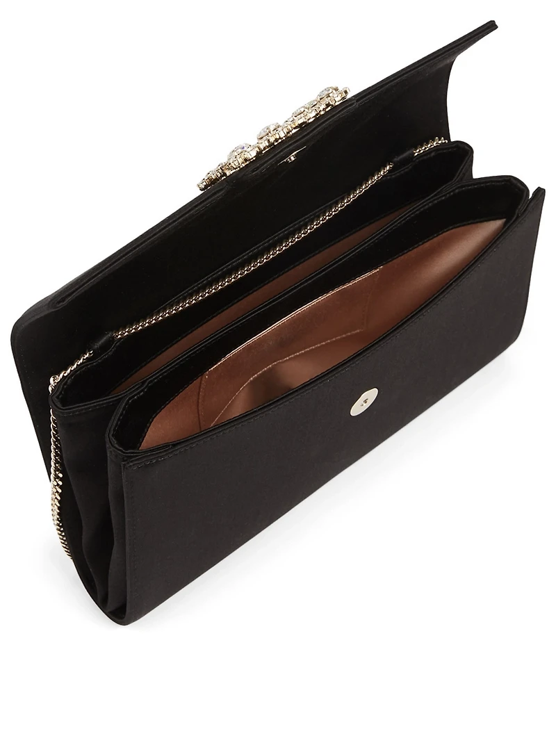 Flower Buckle Silk Satin Envelope Clutch Bag