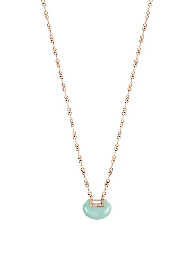 Medium Yu Yi 18K Rose Gold Necklace With Jade And Diamonds