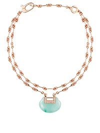 Medium Yu Yi 18K Rose Gold Double Chain Bracelet With Jade And Diamonds
