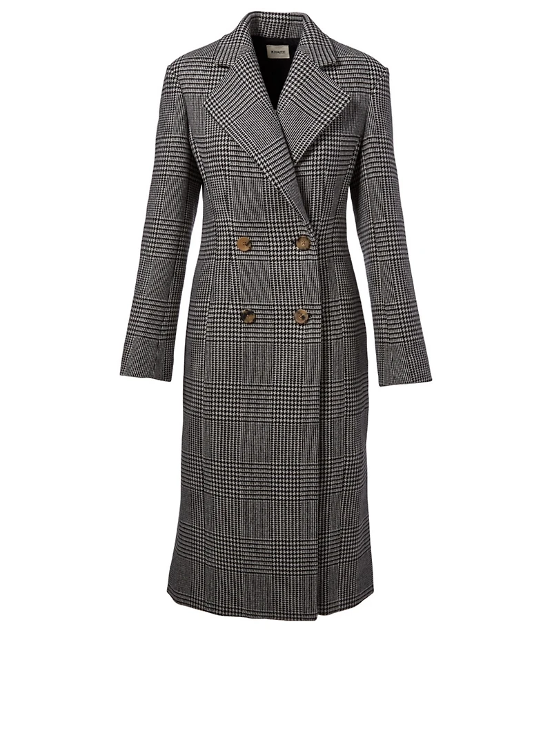 Violet Wool Blend Coat Houndstooth Print