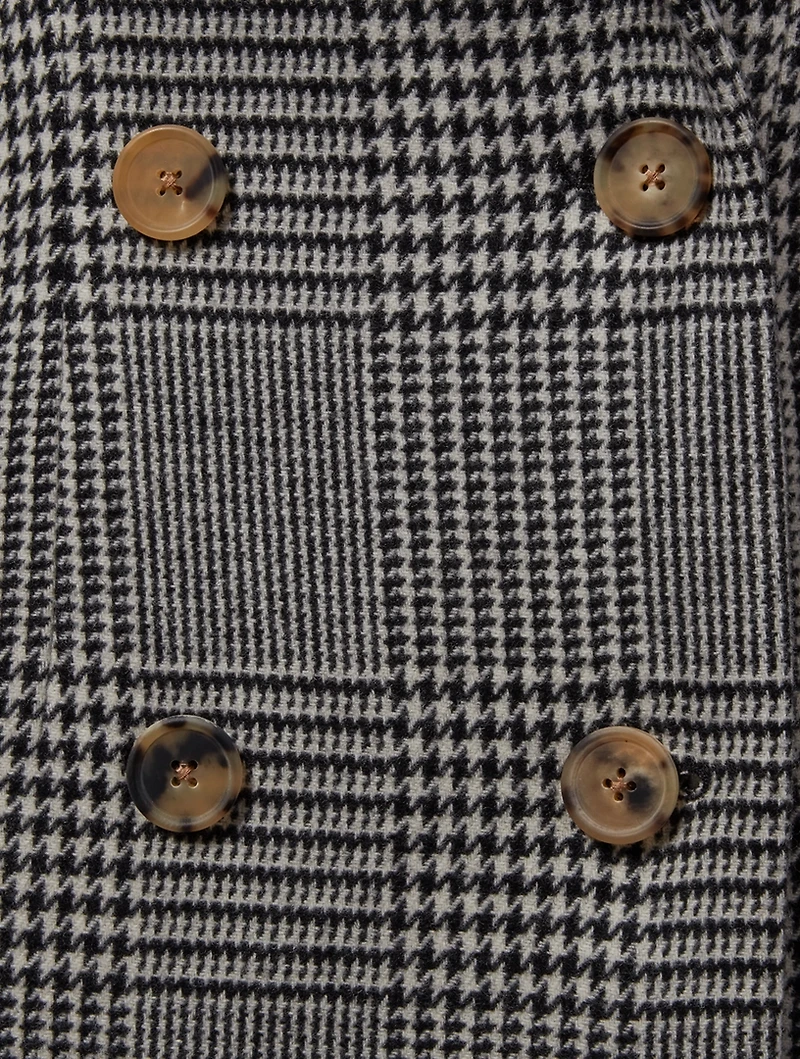 Violet Wool Blend Coat Houndstooth Print