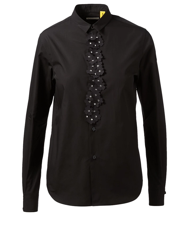 6 Moncler x Noir Poplin Button-Up Shirt With Floral Detail