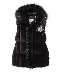 4 Moncler x Simone Rocha Gemma Velvet Puffer Vest With Feather Hood