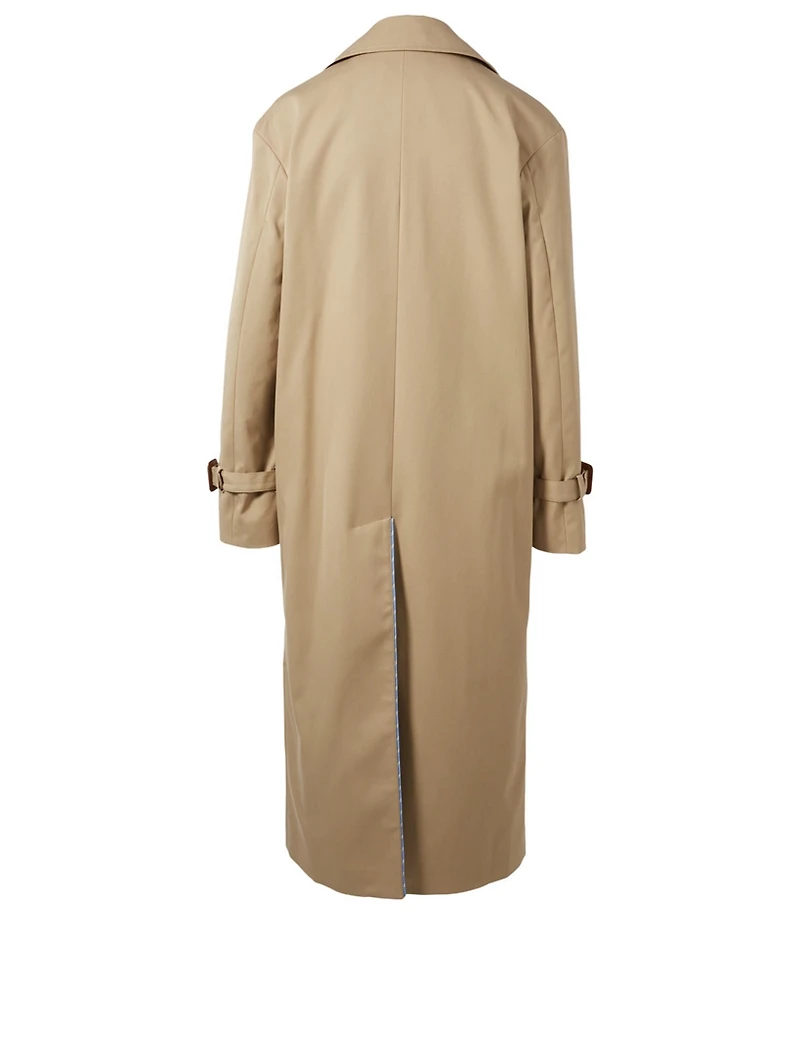 Double-Breasted Trench Coat With Stripe Detail