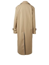 Double-Breasted Trench Coat With Stripe Detail