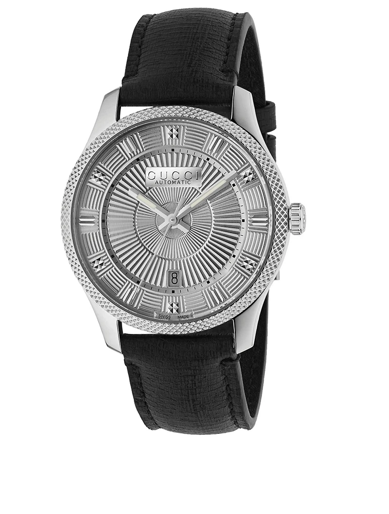Eryx Steel Leather Strap Watch