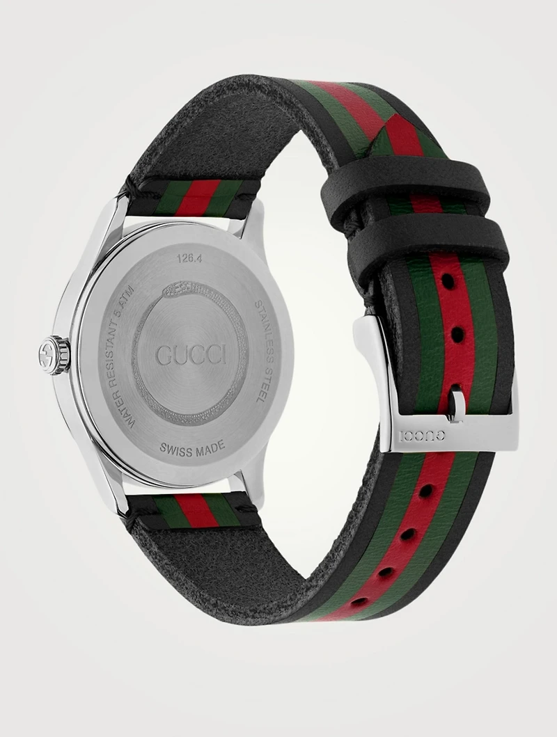 G-Timeless Leather Strap Watch