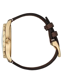 G-Timeless Flower Leather Strap Watch