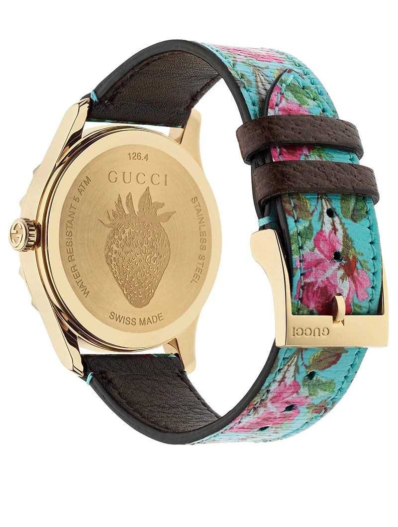 G-Timeless Goldtone Leather Strap Watch
