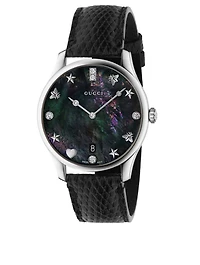 G-Timeless Slim Stainless Steel Lizard Strap Watch