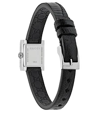 G-Frame Steel Lizard Strap Watch With Diamonds