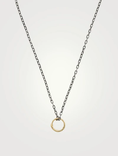 18K Gold And Silver Snake Ring Pendant Necklace