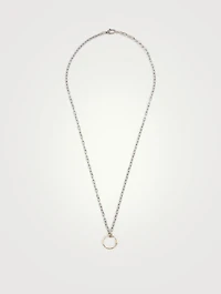 18K Gold And Silver Snake Ring Pendant Necklace