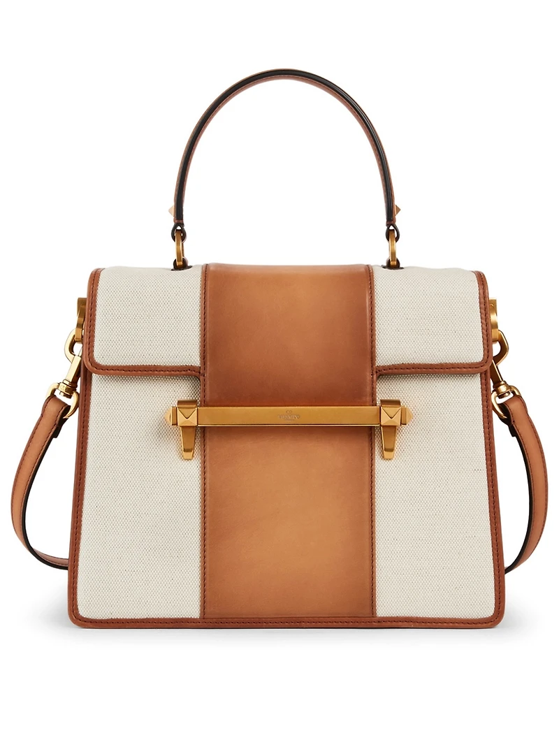 Uptown Top Handle Canvas And Leather Bag
