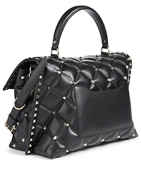 Large Candystud Leather Top Handle Bag