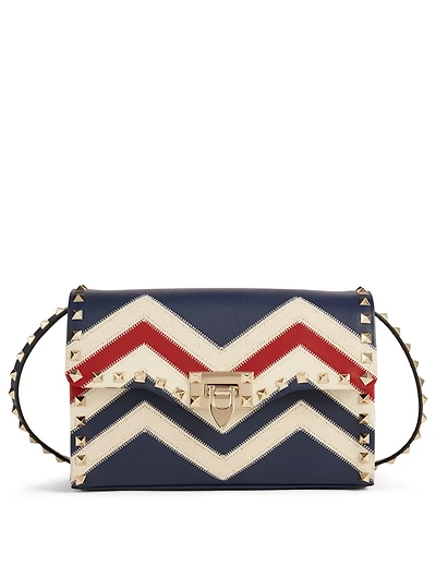 Medium Rockstud Leather Crossbody Bag In Chevron