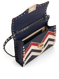 Medium Rockstud Leather Crossbody Bag In Chevron