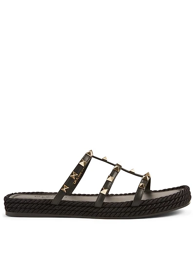 Rockstud Torchon Leather Espadrille Sandals