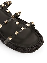 Rockstud Torchon Leather Espadrille Sandals