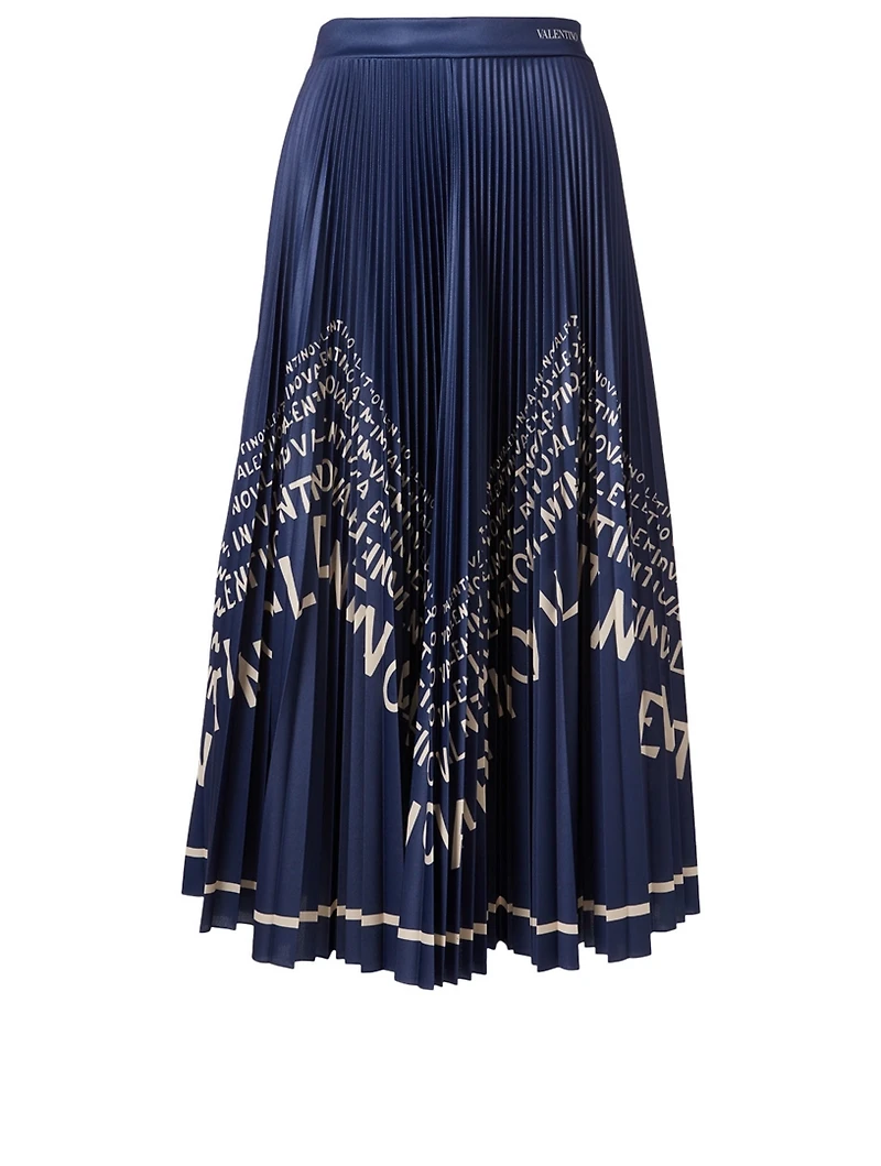 Pleated Skirt Logo Chevron Print