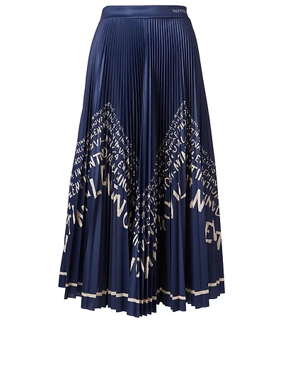 Pleated Skirt Logo Chevron Print
