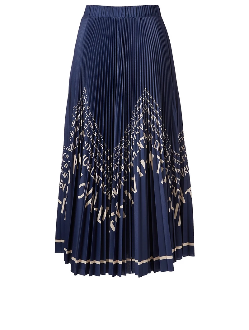 Pleated Skirt Logo Chevron Print