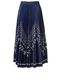 Pleated Skirt Logo Chevron Print