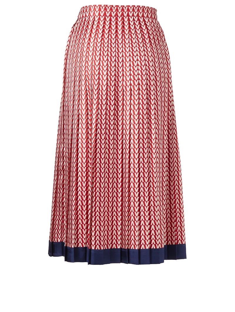 Silk Twill Skirt Optical V Print